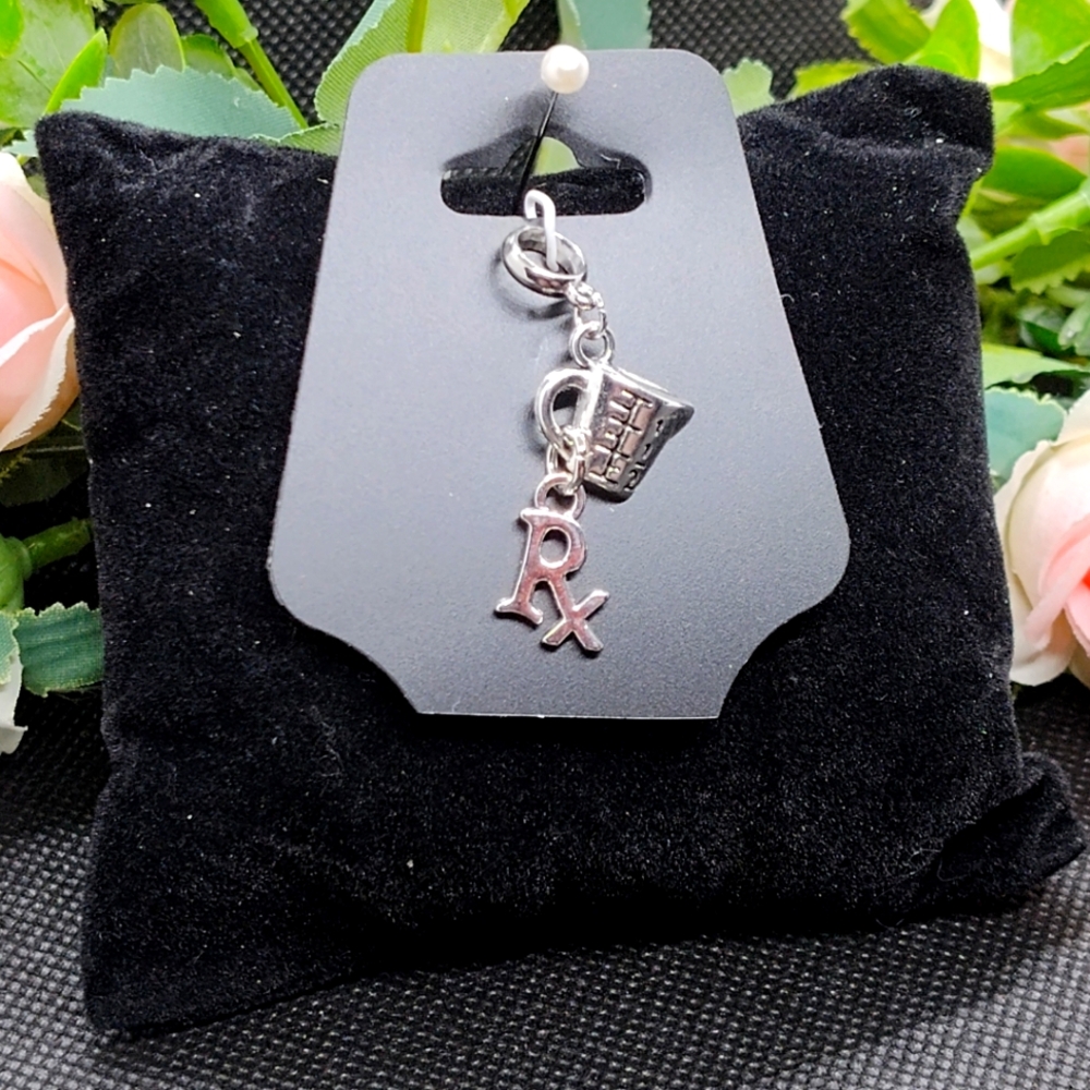 Rx Pharmacy pharmacist Dangle Pendant Charm Zipper Pull bag charm